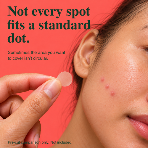 Illustration of why fixed-size pimple patches may not suit a cluster of small spots
